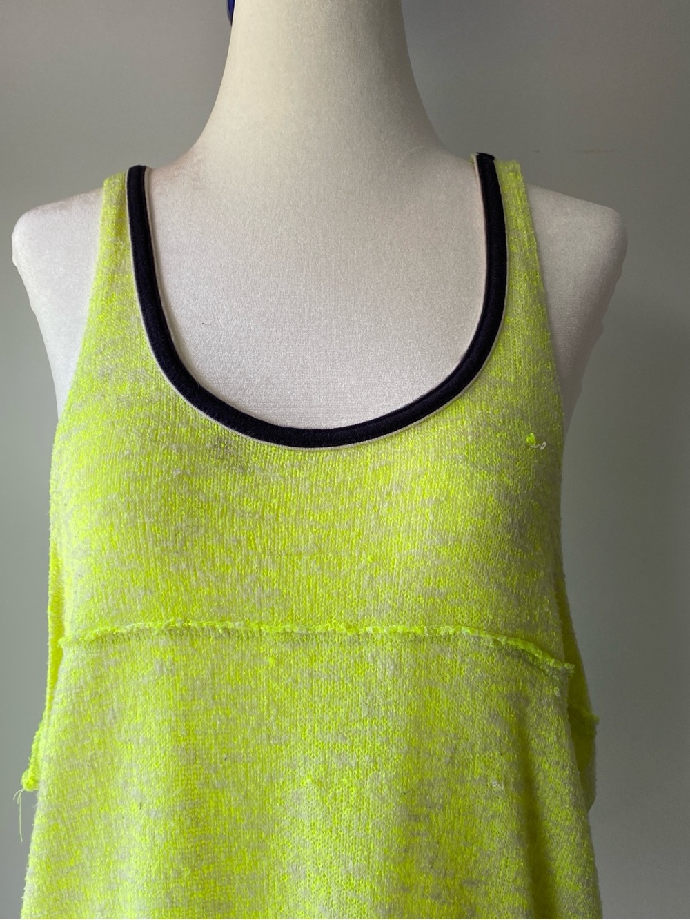 Free People Sporty Beachy Neon Yellow Marl Knit Racerback Tank Top xs - Picture 9 of 13
